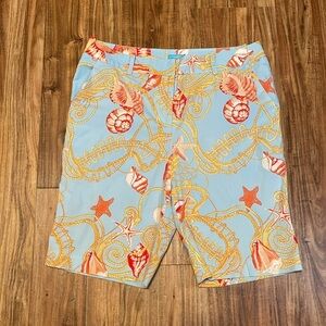 J Mclauglin womens shorts 10 medium Bermuda nautical shells twill stretch 9”